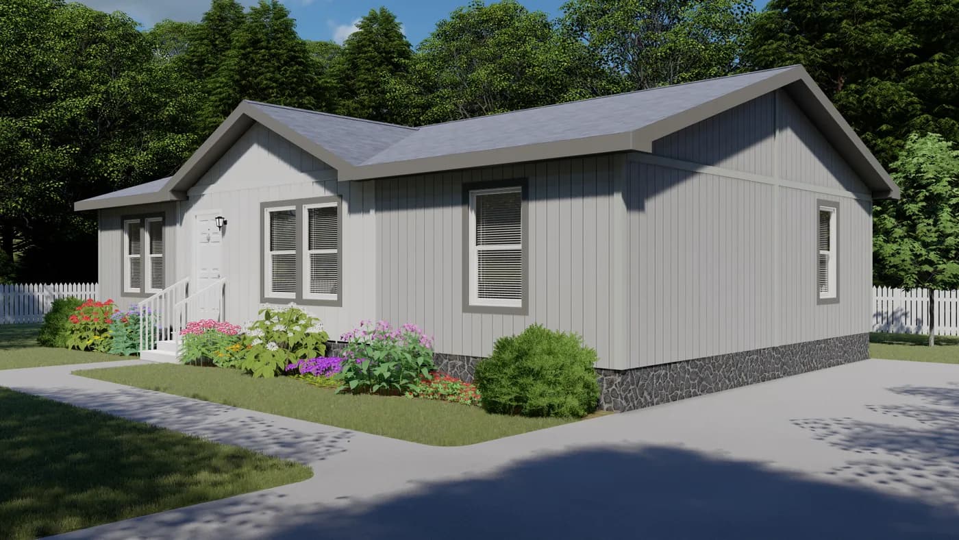 The 2036 COLUMBIA RIVER (NEW) Exterior. This Manufactured Mobile Home features 3 bedrooms and 2 baths.