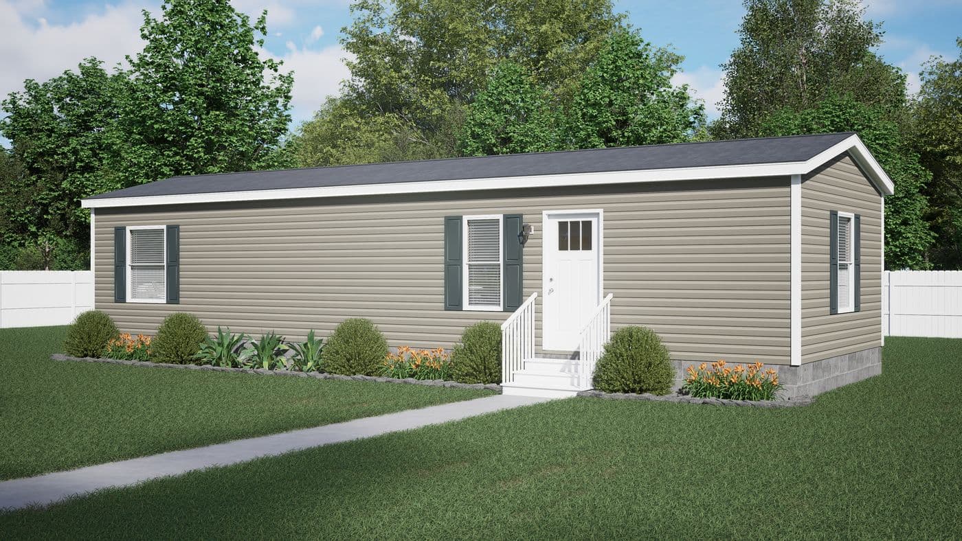The GLACIER RIDGE Exterior. This Manufactured Mobile Home features 2 bedrooms and 1 bath.