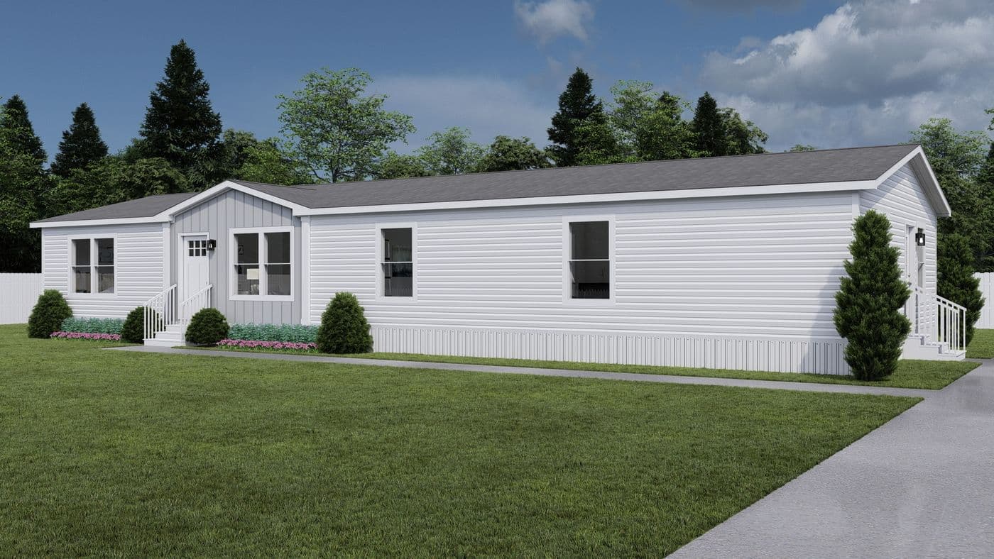 The HEY JUDE 7228-52-1 Exterior. This Manufactured Mobile Home features 5 bedrooms and 2 baths.