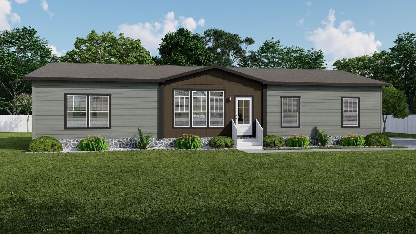 The THE SIERRA Exterior. This Manufactured Mobile Home features 4 bedrooms and 2 baths.