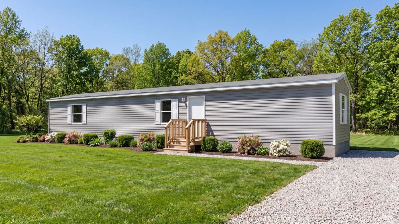 The HICKORY Exterior. This Manufactured Mobile Home features 3 bedrooms and 2 baths.