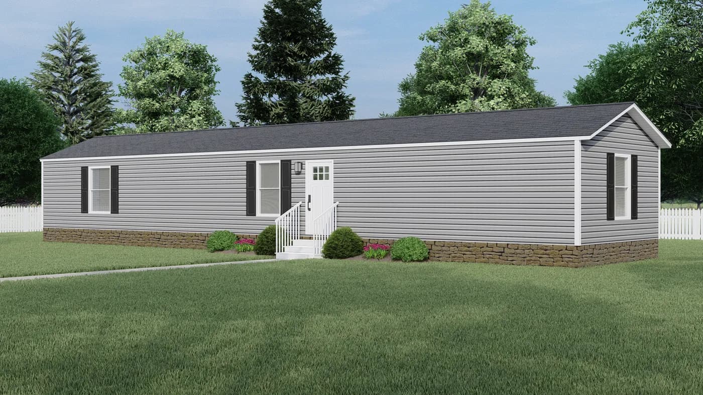 The CLARK Exterior. This Manufactured Mobile Home features 3 bedrooms and 2 baths.