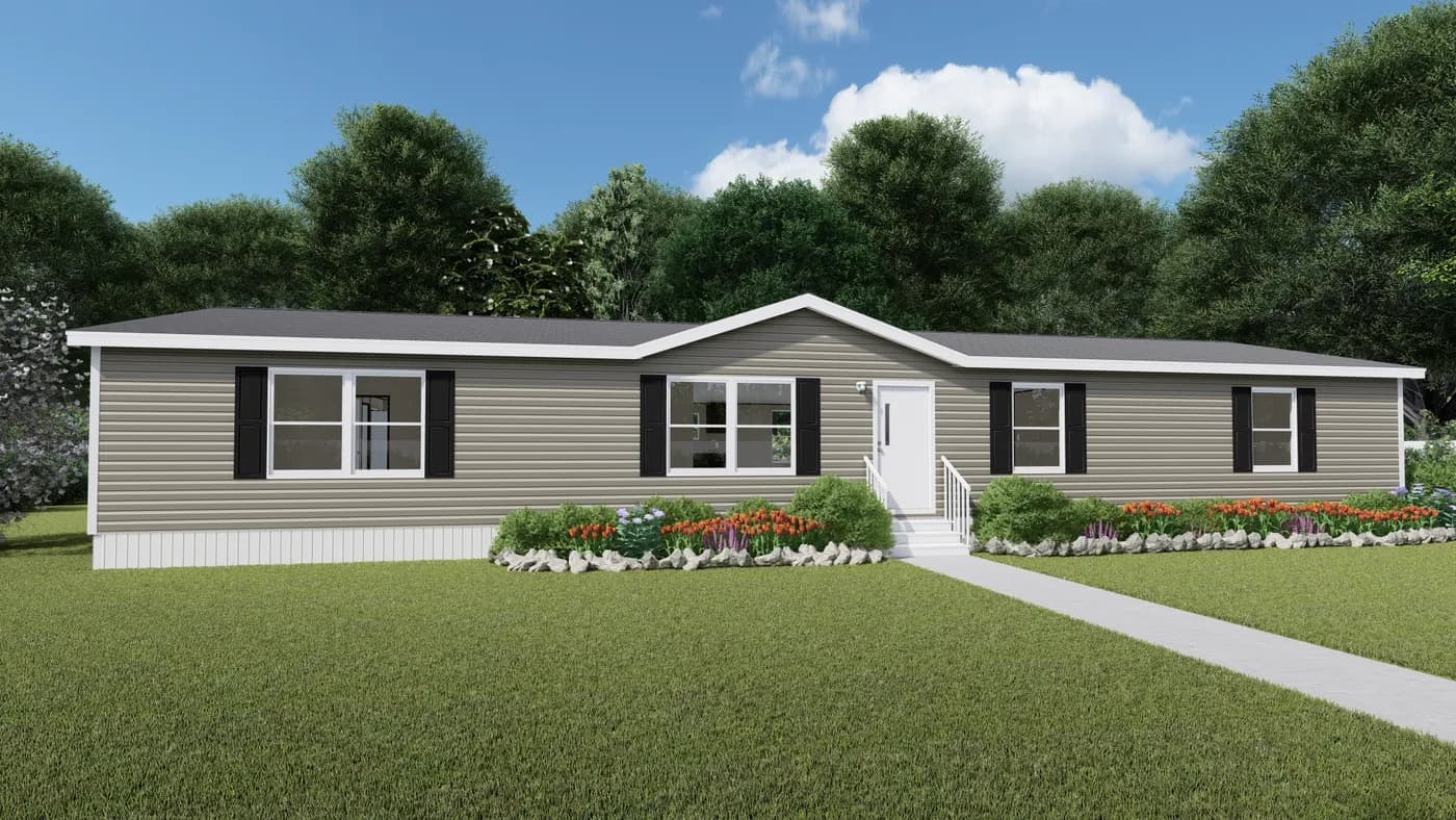 The SYCAMORE Exterior. This Manufactured Mobile Home features 4 bedrooms and 2 baths.