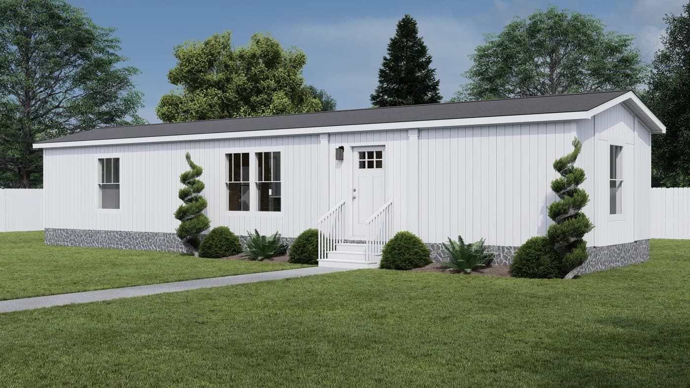 The STILL THE ONE Exterior. This Manufactured Mobile Home features 2 bedrooms and 2 baths.