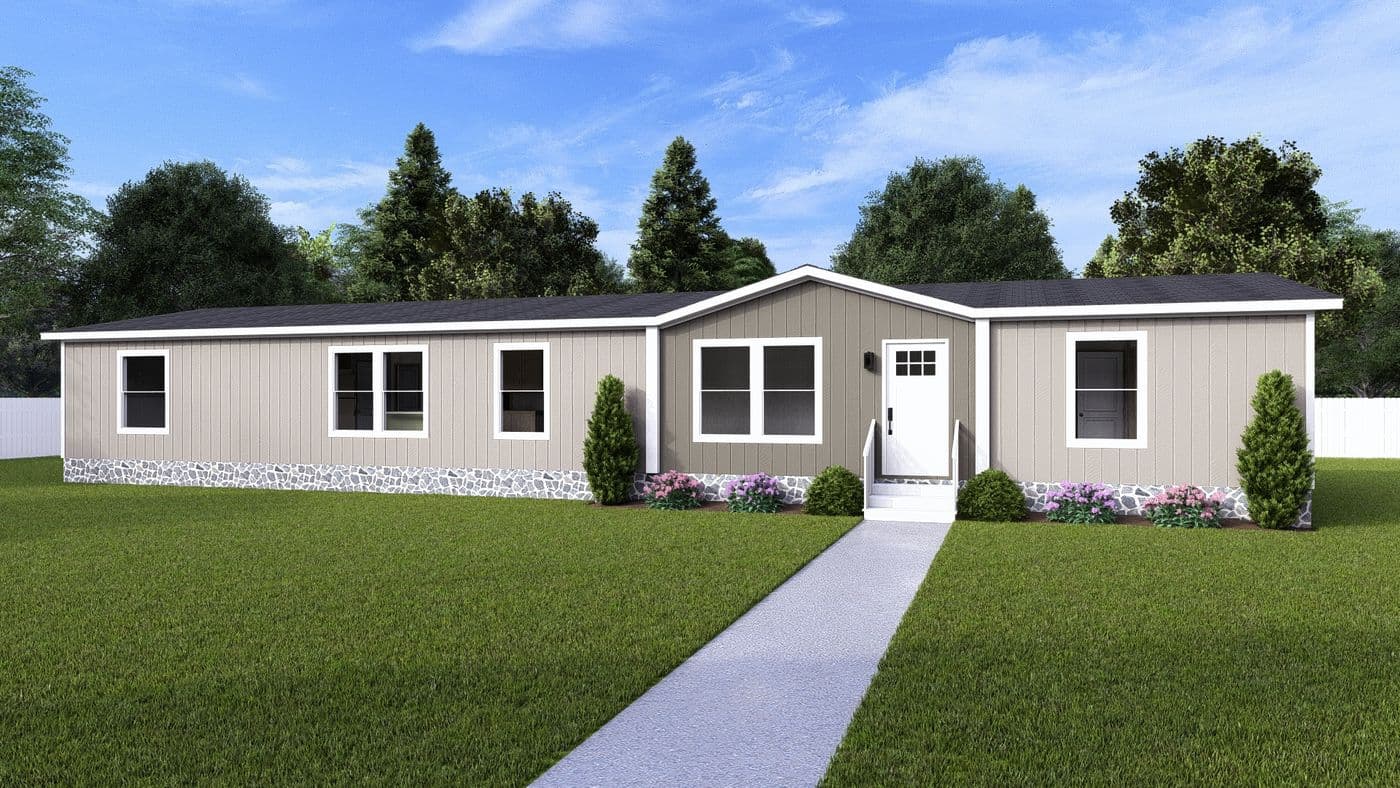 The RAINIER Exterior. This Manufactured Mobile Home features 4 bedrooms and 3 baths.