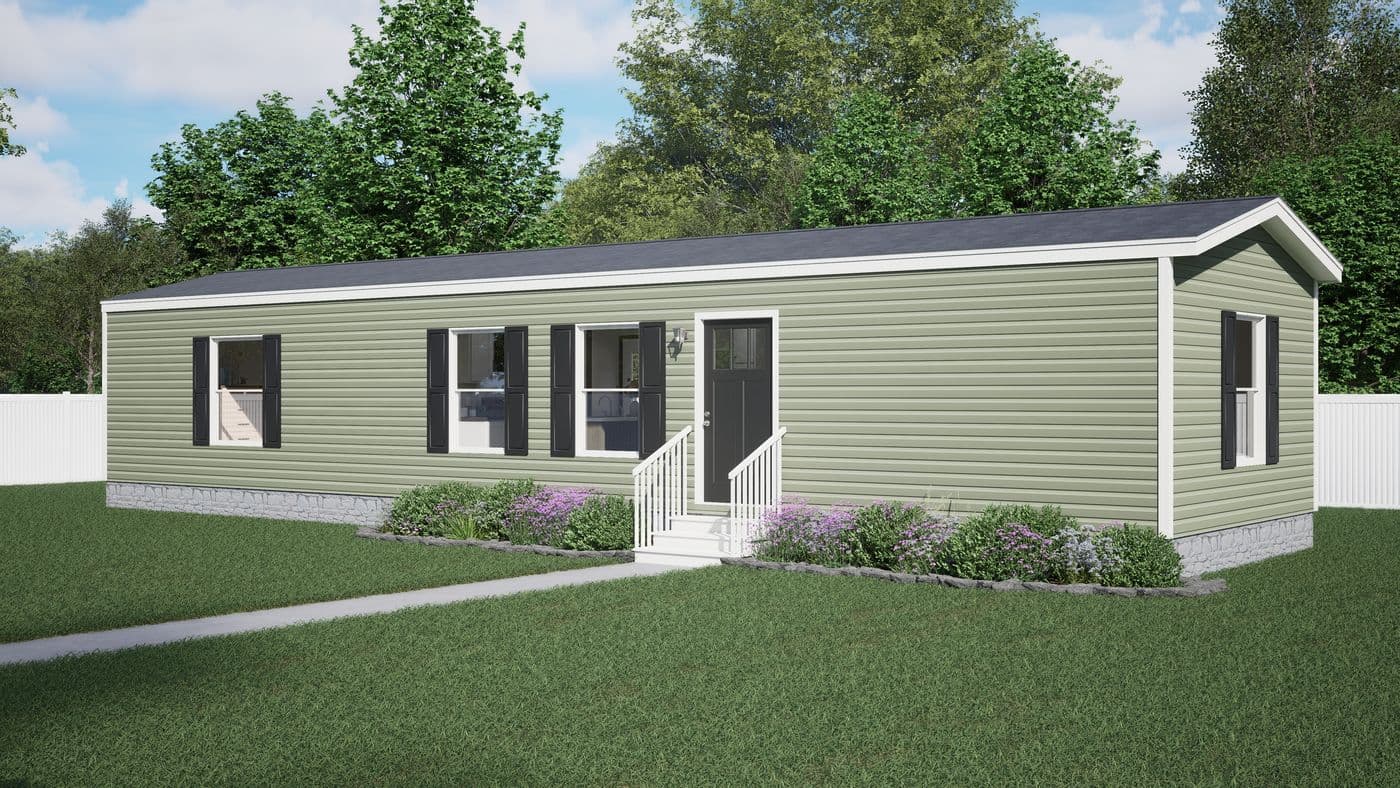 The SPIRIT Exterior. This Manufactured Mobile Home features 2 bedrooms and 2 baths.