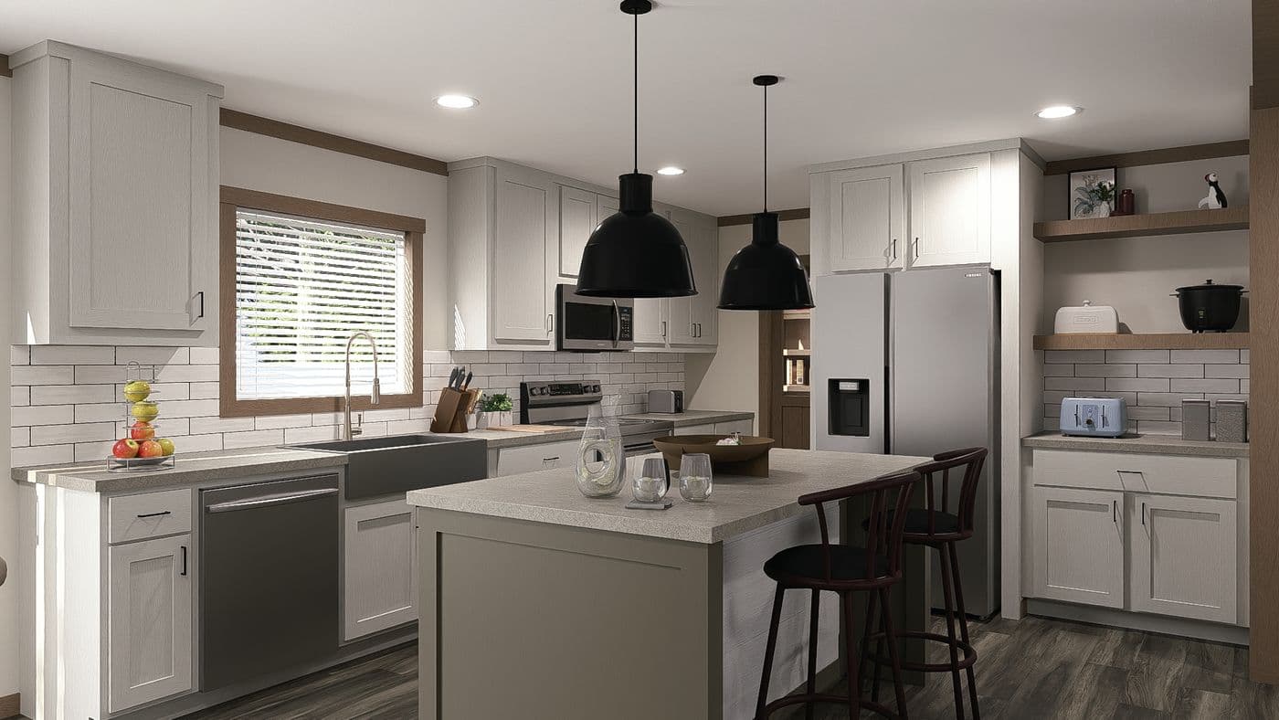 The LIZZIE Exterior. This Manufactured Mobile Home features 3 bedrooms and 2 baths.