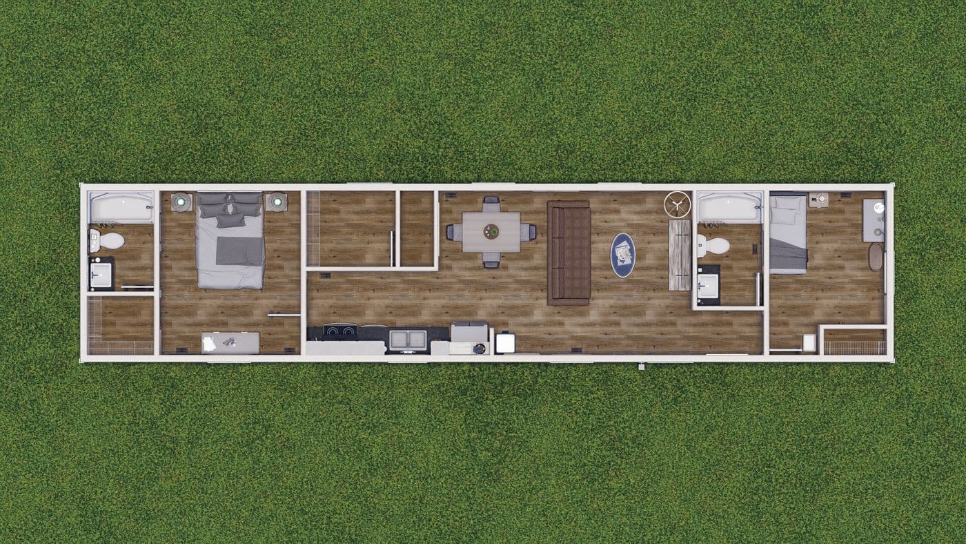 The 6014-CC02 CLEARPATH 60 Floor Plan. This Manufactured Mobile Home features 2 bedrooms and 2 baths.