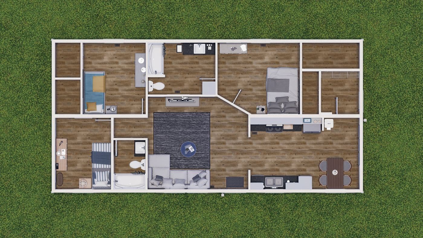 The 4824-CC54 OAKSTEAD 48 Floor Plan. This Manufactured Mobile Home features 3 bedrooms and 2 baths.