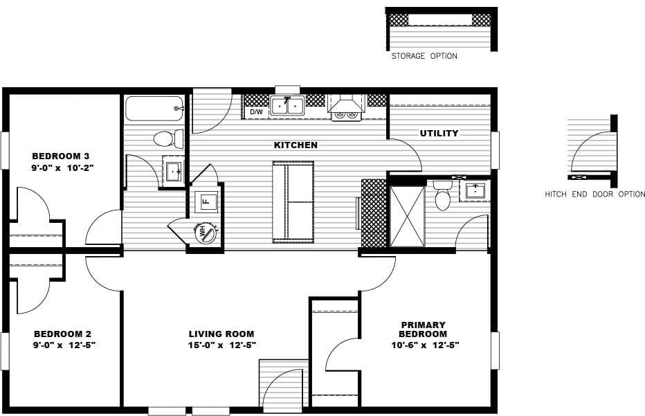 The SWEET DREAMS Floor Plan. This Manufactured Mobile Home features 3 bedrooms and 2 baths.
