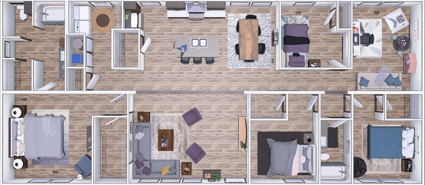 The EMPOWER 3D Floor Plan. This Manufactured Mobile Home features 4 bedrooms and 2 baths.