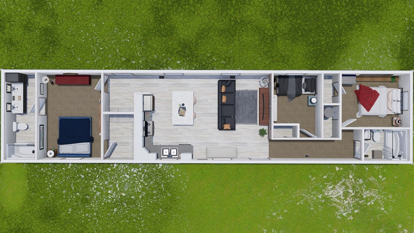 The 6616-4779 THE PULSE Floor Plan. This Manufactured Mobile Home features 3 bedrooms and 2 baths.