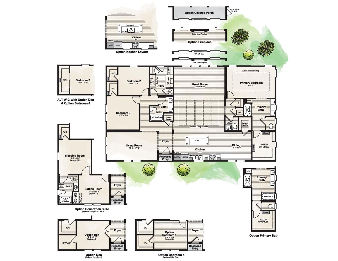 The CORONADO 3766A Floor Plan. This Manufactured Mobile Home features 3 bedrooms and 2.5 baths.