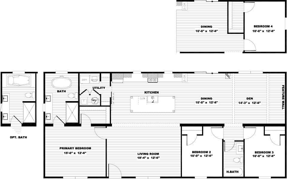 The ISABELLA Floor Plan. This Manufactured Mobile Home features 3 bedrooms and 2 baths.
