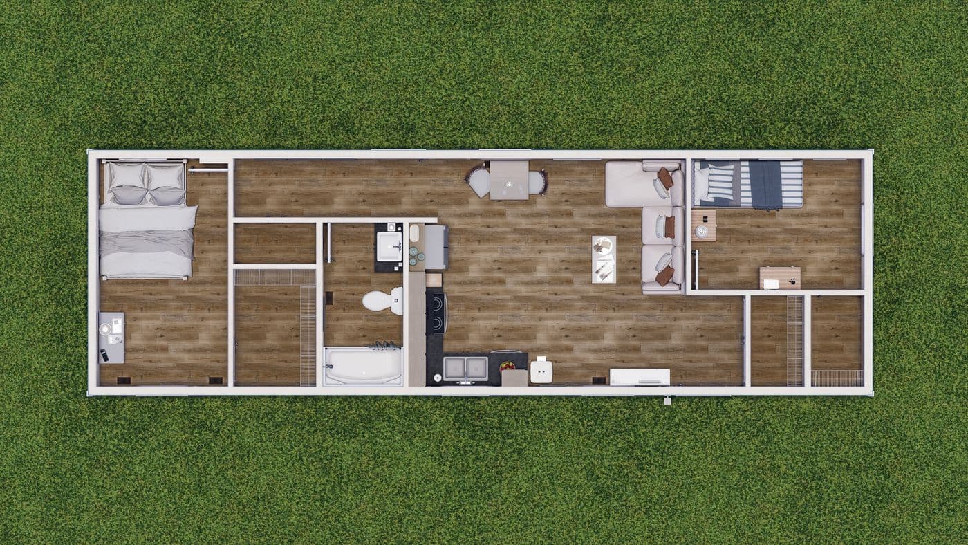The 4816-CC05 OASIS 48 Floor Plan. This Manufactured Mobile Home features 2 bedrooms and 1 bath.