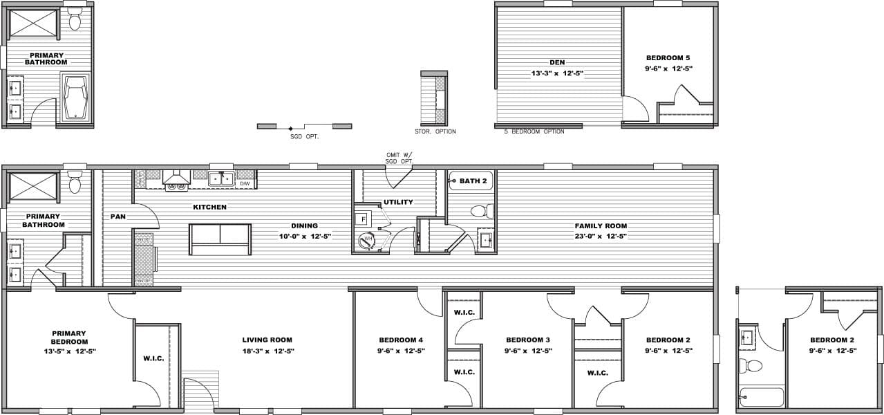 The ECHO Floor Plan. This Manufactured Mobile Home features 4 bedrooms and 2 baths.