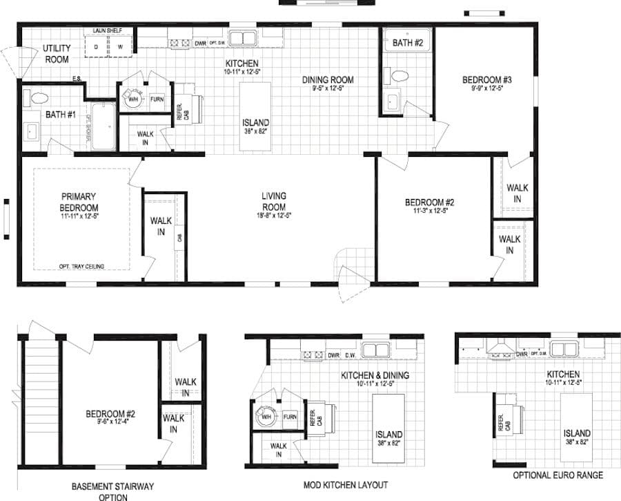 The AURORA PLACE 5228-MS049-1 SECT Floor Plan. This Manufactured Mobile Home features 3 bedrooms and 2 baths.