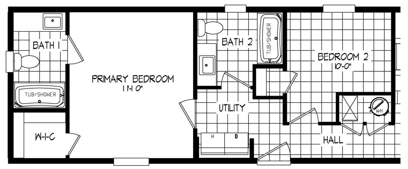 The RAMSEY 208-1 Floor Plan. This Manufactured Mobile Home features 3 bedrooms and 2 baths.