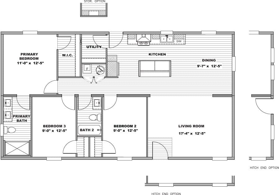 The ARIA Floor Plan. This Manufactured Mobile Home features 3 bedrooms and 2 baths.