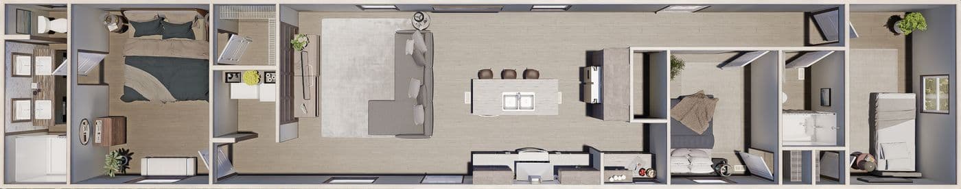 The VOYAGE Floor Plan. This Manufactured Mobile Home features 3 bedrooms and 2 baths.