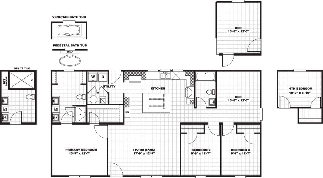 The LINCOLN Floor Plan. This Manufactured Mobile Home features 3 bedrooms and 2 baths.