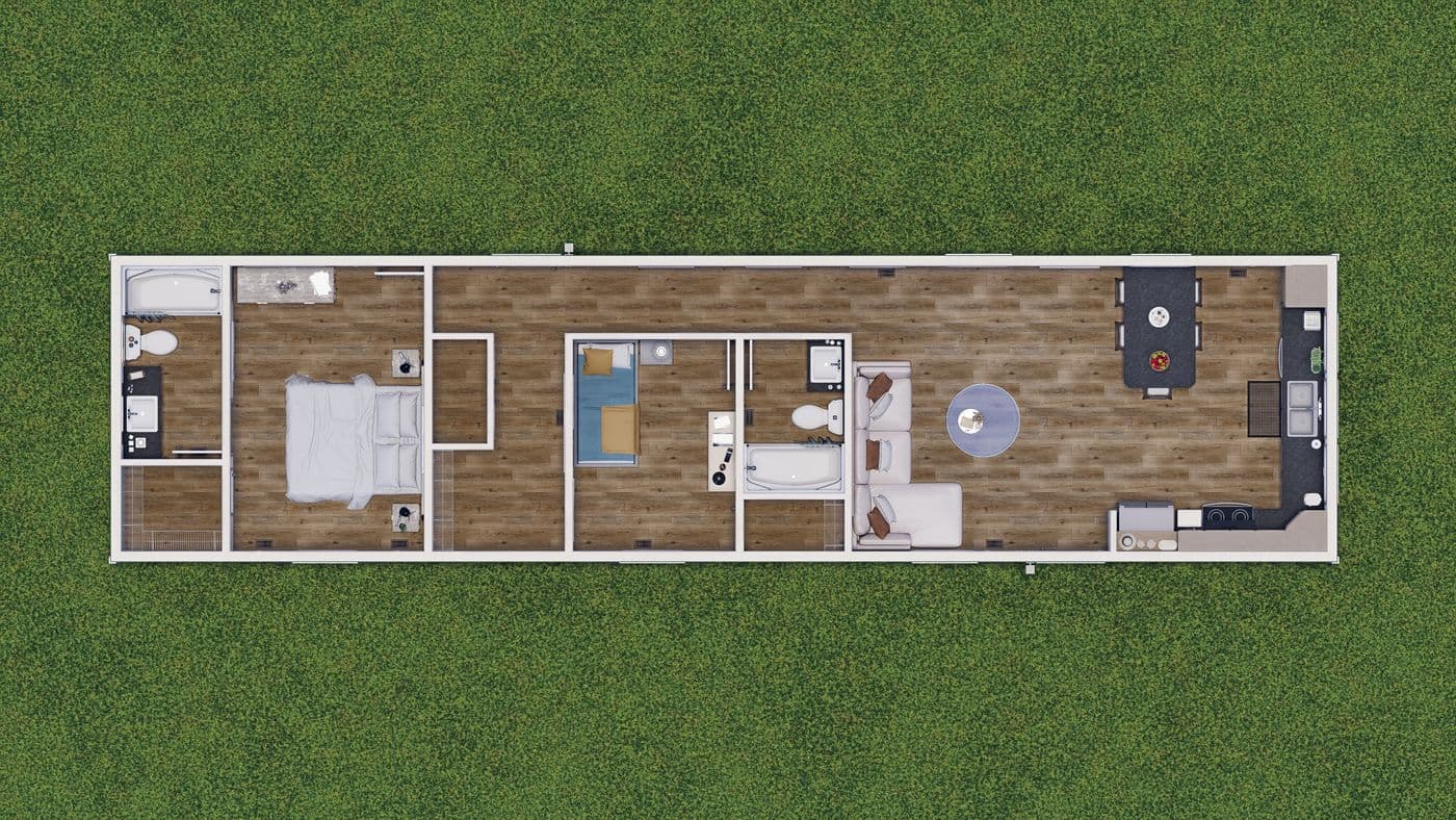 The 6016-CC03 HARBORVIEW 60 Floor Plan. This Manufactured Mobile Home features 2 bedrooms and 2 baths.