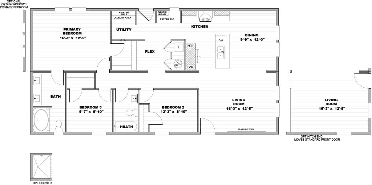 The COOK Floor Plan. This Manufactured Mobile Home features 3 bedrooms and 2 baths.