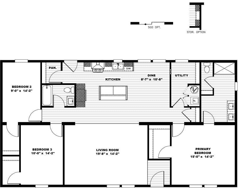The LIMELIGHT Floor Plan. This Manufactured Mobile Home features 3 bedrooms and 2 baths.