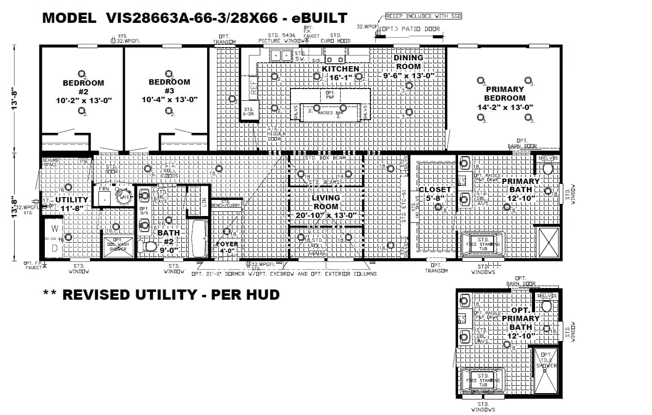 The THE SHORELINE Floor Plan. This shows the alternate utility with the dog wash option. 
