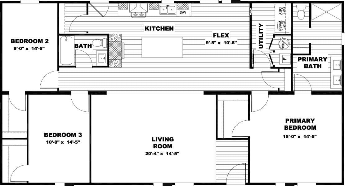 The LIMELIGHT Floor Plan. This Manufactured Mobile Home features 3 bedrooms and 2 baths.