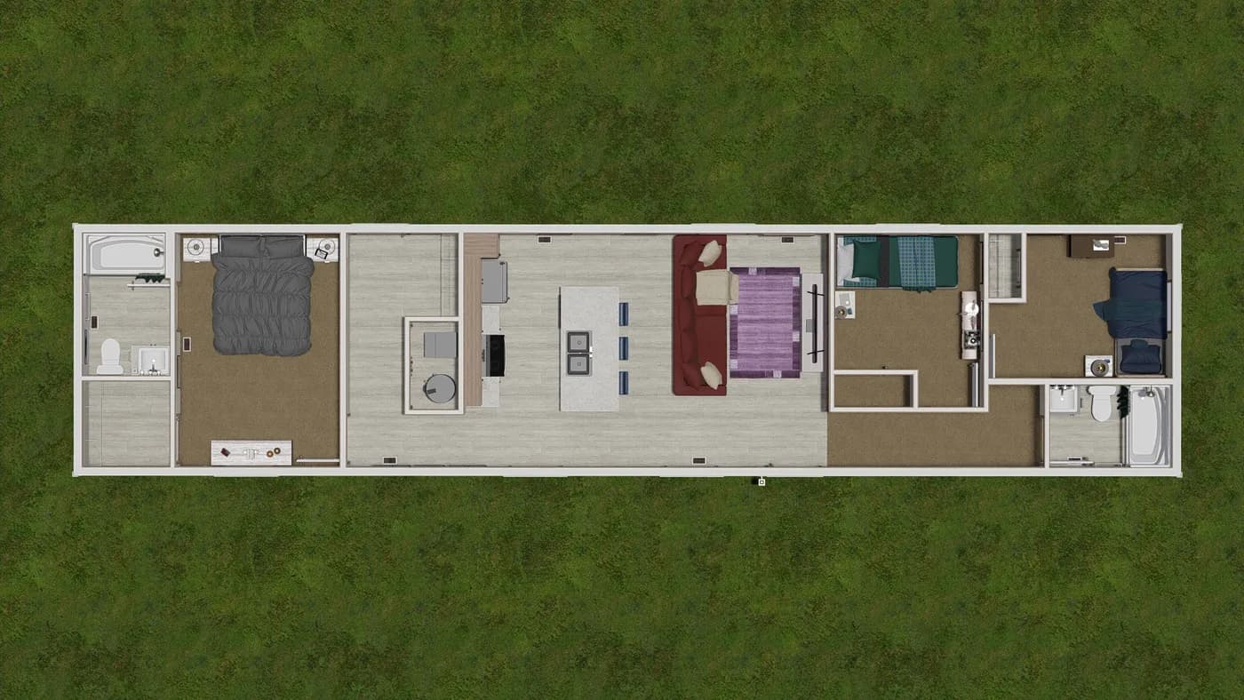 The 6616-4791 THE PULSE Floor Plan. This Manufactured Mobile Home features 3 bedrooms and 2 baths.