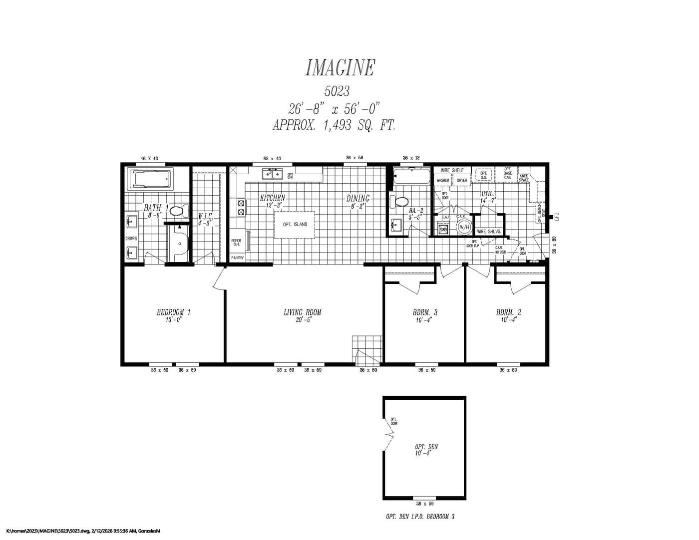 The 5023 IMAGINE Floor Plan. This Manufactured Mobile Home features 3 bedrooms and 2 baths.