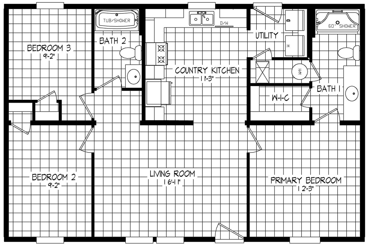 The RIGHT CHOICE Floor Plan. This Manufactured Mobile Home features 3 bedrooms and 2 baths.