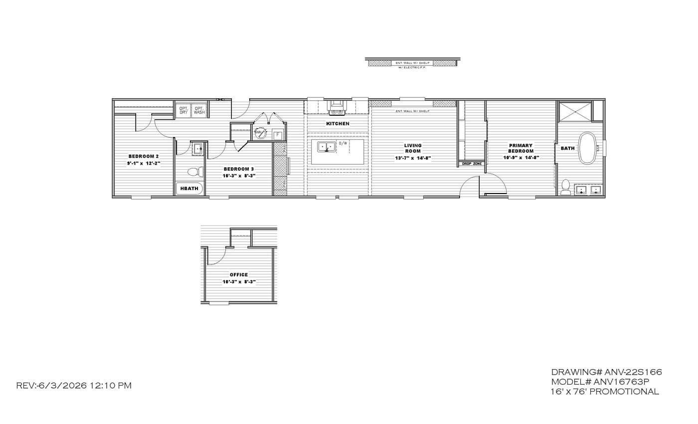 The PLATINUM ANNIVERSARY Floor Plan. This Manufactured Mobile Home features 3 bedrooms and 2 baths.