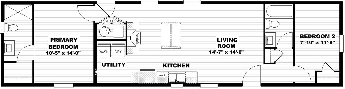 Floor plan for $99,900 LAST ONE 2 Bed 2 Bath Set Up Move In Ready