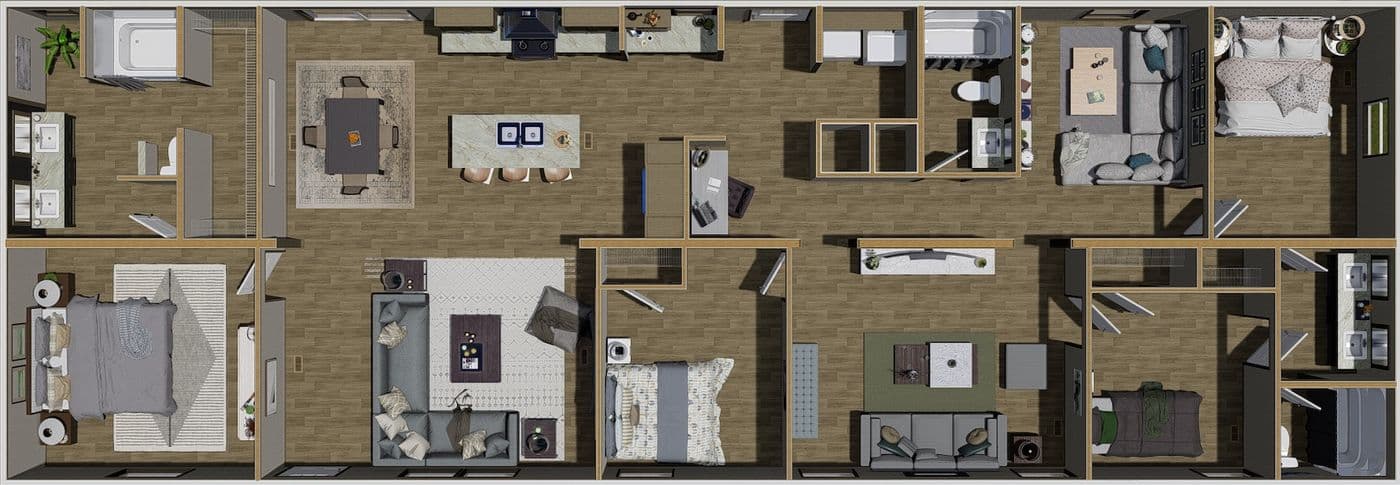 The SNOWCAP Floor Plan. This Manufactured Mobile Home features 4 bedrooms and 3 baths.
