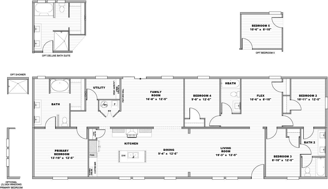 The RAINIER Floor Plan. This Manufactured Mobile Home features 4 bedrooms and 3 baths.