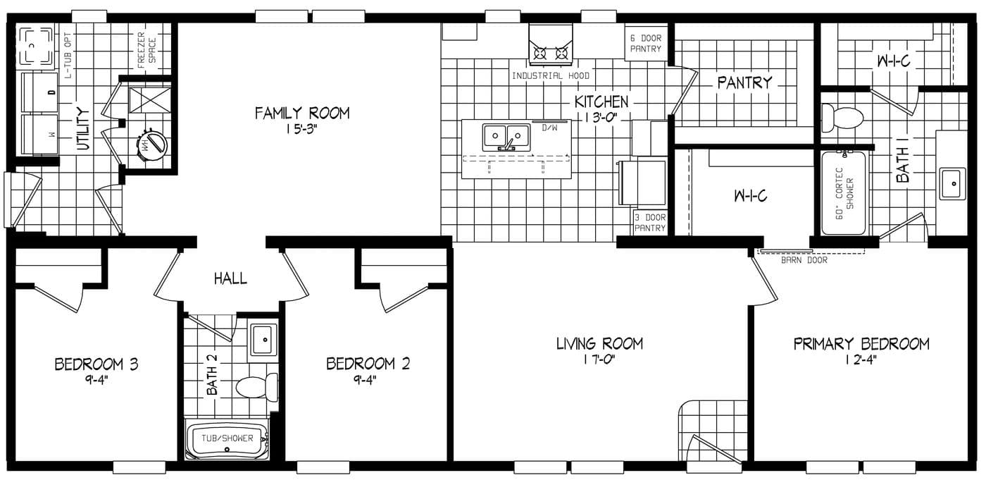 The LEGEND 78 Floor Plan. This Manufactured Mobile Home features 3 bedrooms and 2 baths.