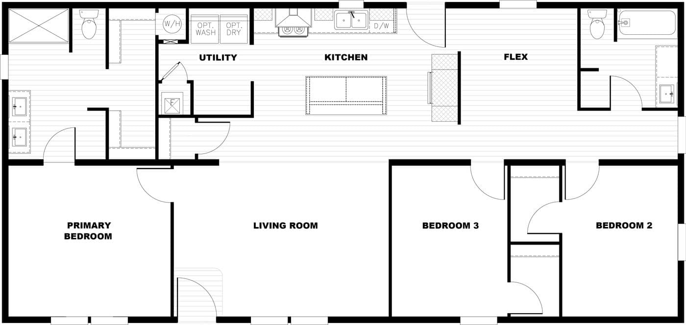 The CMH TEM2856-3A LET IT BE Floor Plan. This Manufactured Mobile Home features 3 bedrooms and 2 baths.