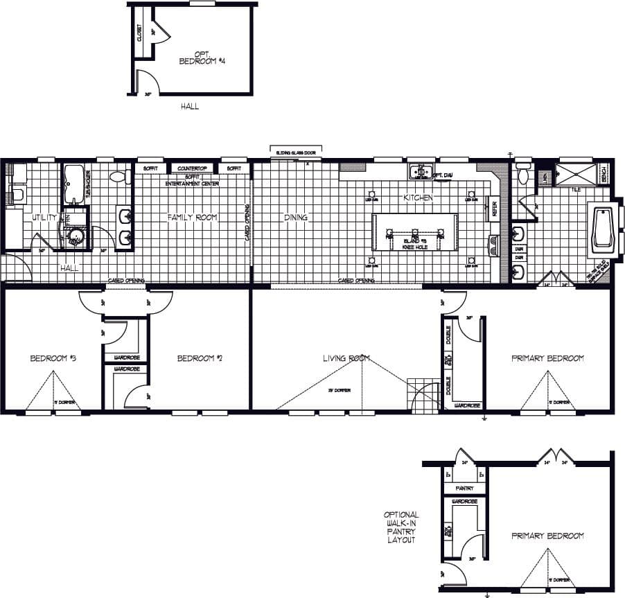 The EDGEWOOD Floor Plan. This Manufactured Mobile Home features 3 bedrooms and 2 baths.