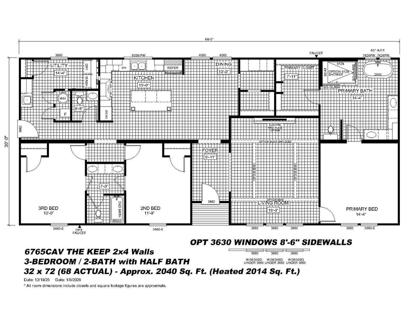 The THE KEEP Floor Plan. This Manufactured Mobile Home features 3 bedrooms and 3 baths.