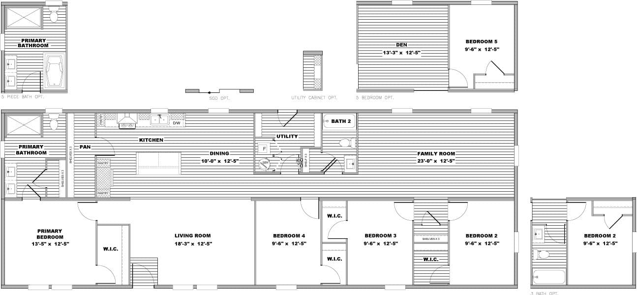 The ECHO Floor Plan. This Manufactured Mobile Home features 4 bedrooms and 3 baths.