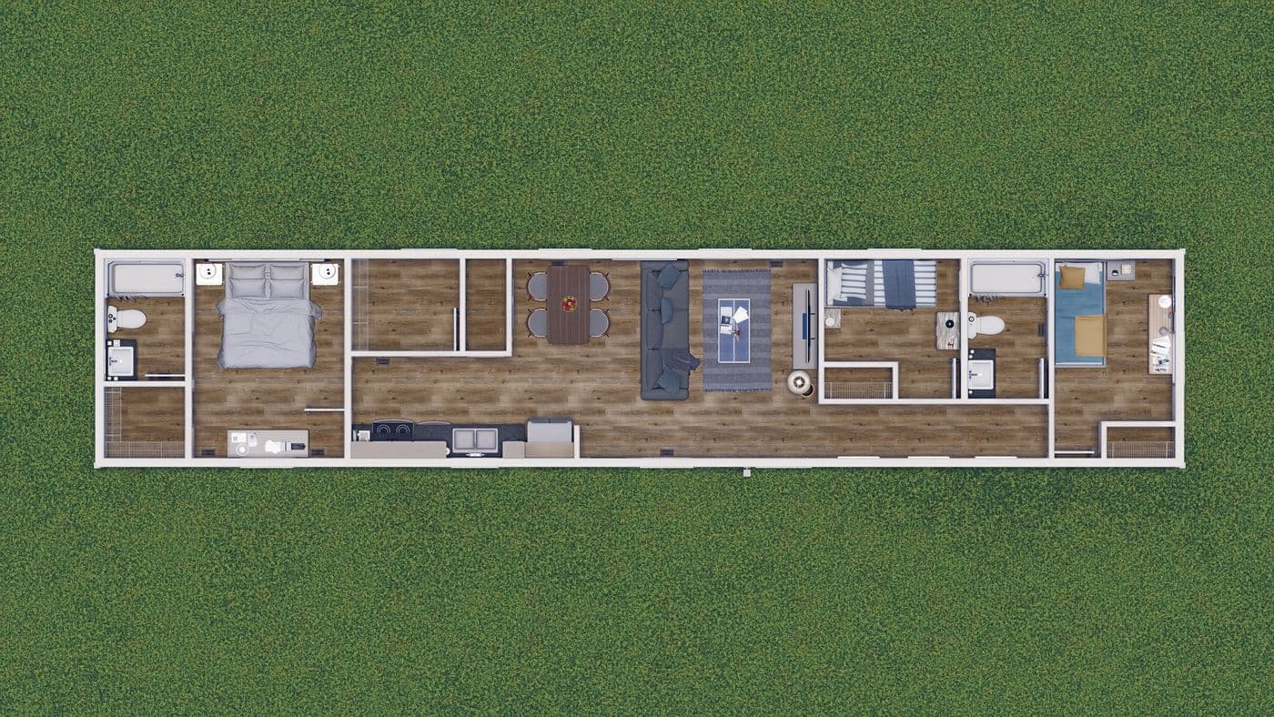 The 6614-CC02 CLEARPATH 66 Floor Plan. This Manufactured Mobile Home features 3 bedrooms and 2 baths.