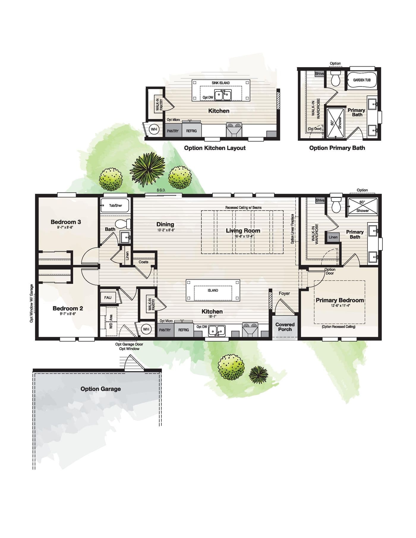 The CORONADO 2456C Floor Plan. This Manufactured Mobile Home features 3 bedrooms and 2 baths.