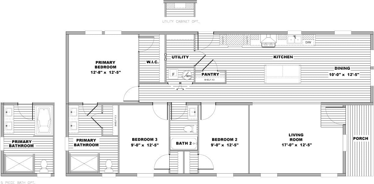 The REPRISE Floor Plan. This Manufactured Mobile Home features 3 bedrooms and 2 baths.