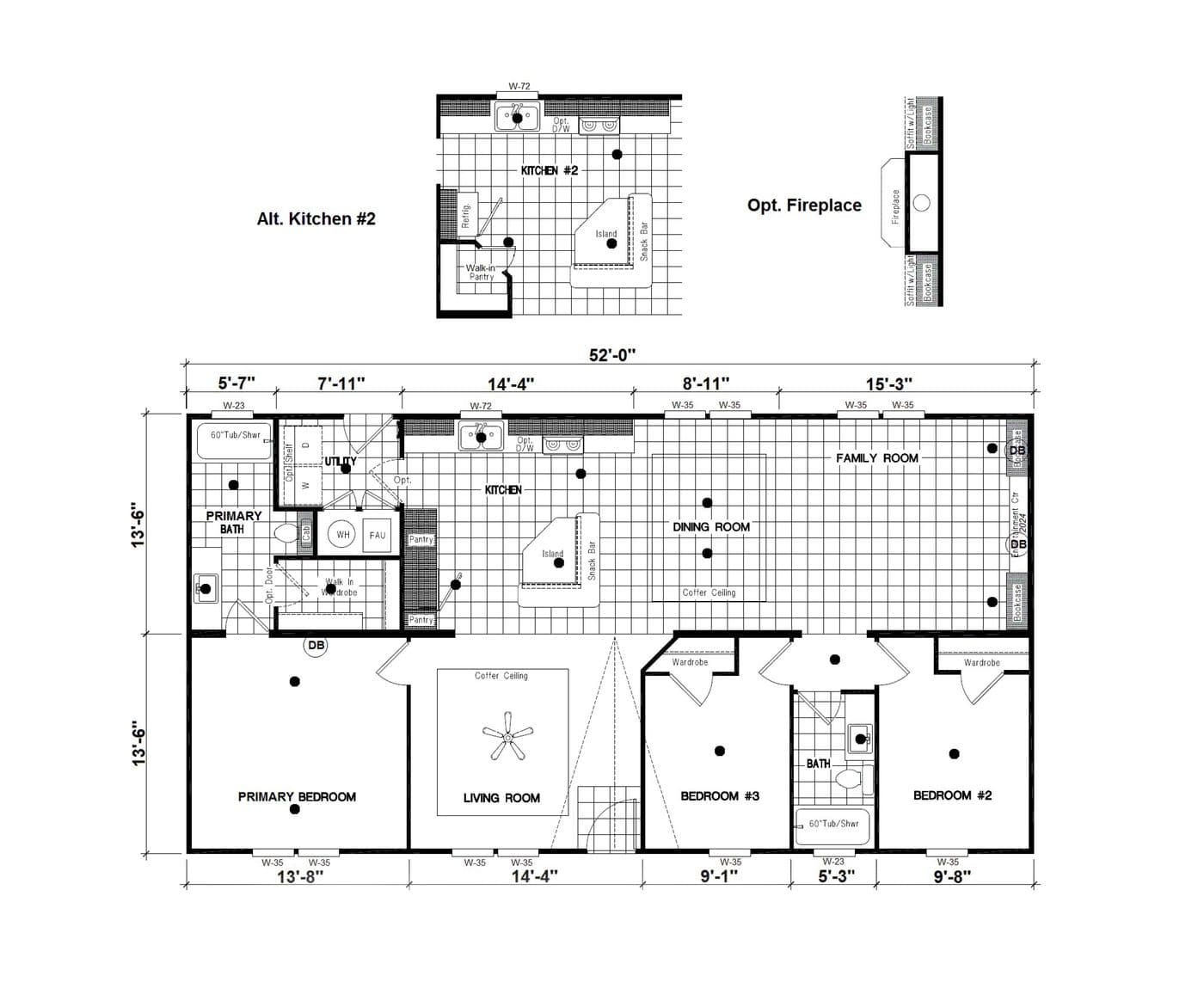 The ING521F NOBLE               GW Floor Plan. This Manufactured Mobile Home features 3 bedrooms and 2 baths.