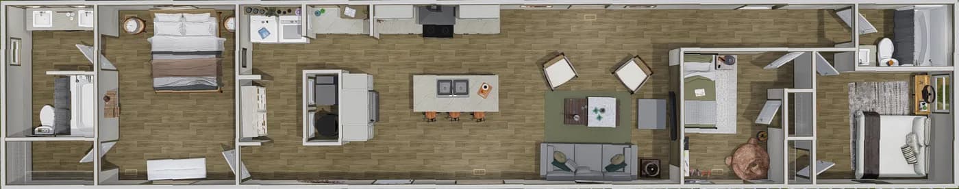 The SYDNEY Floor Plan. This Manufactured Mobile Home features 3 bedrooms and 2 baths.
