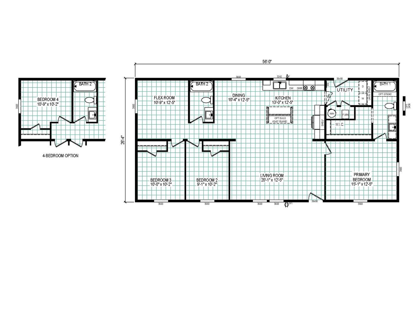 The 5628-CC52 COMPASS 56 Floor Plan. This Manufactured Mobile Home features 3 bedrooms and 2 baths.