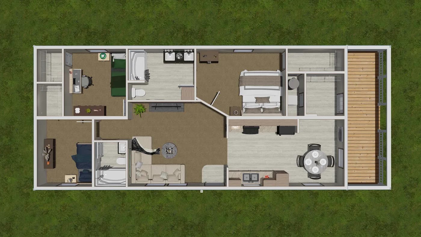 The 5624-E734P THE PULSE Floor Plan. This Manufactured Mobile Home features 3 bedrooms and 2 baths.