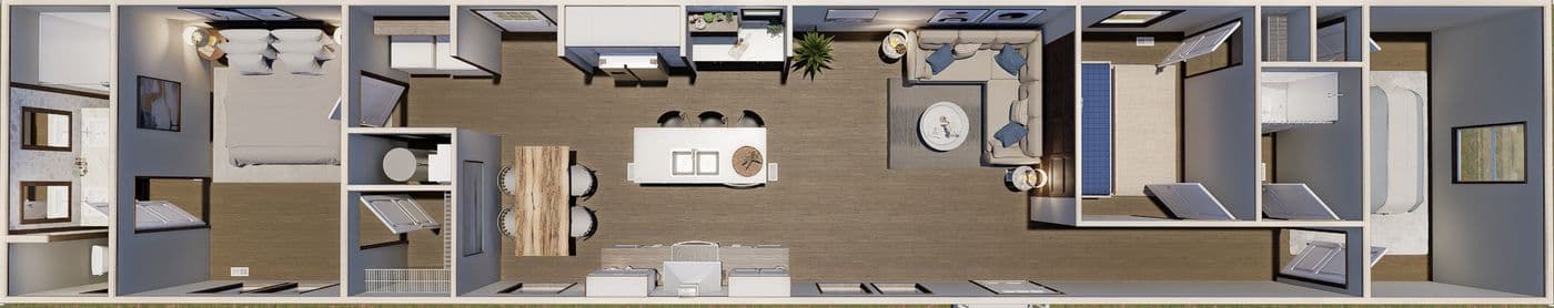 The HUDSON Floor Plan. This Manufactured Mobile Home features 3 bedrooms and 2 baths.